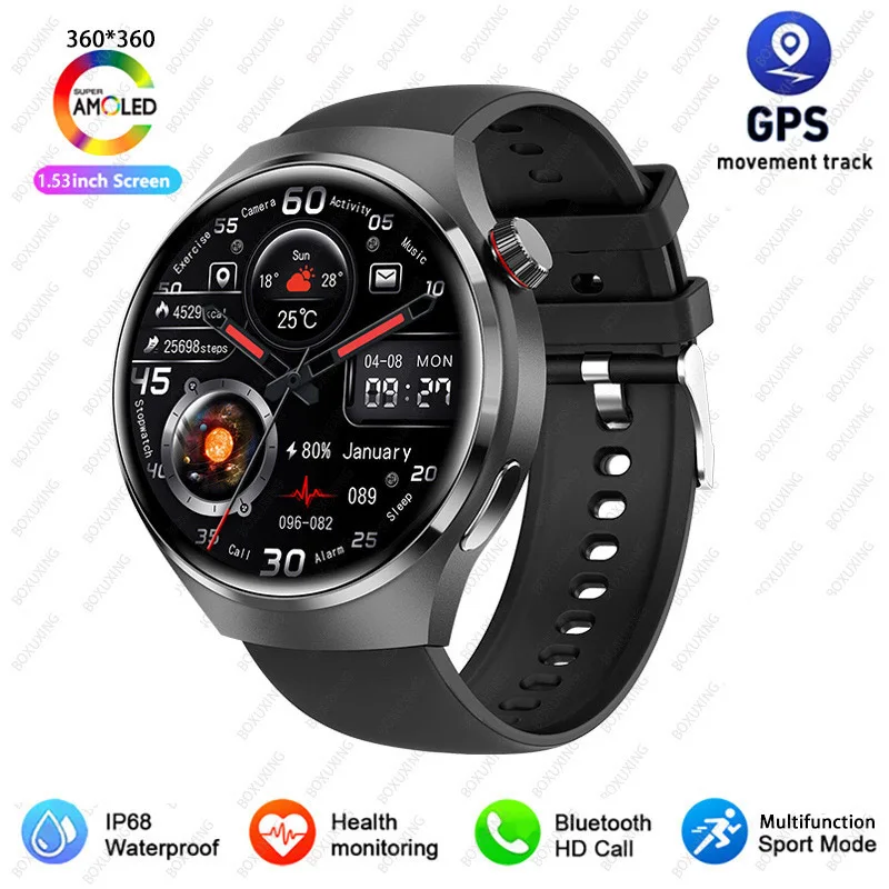 2026 Neue Watch 4 Pro GPS Smartwatch für Herren 360*360 AMOLED-Bildschirm Herzfrequenz Bluetooth-Anruf IP68 Wasserdicht Sport-Smartwatch für Männer