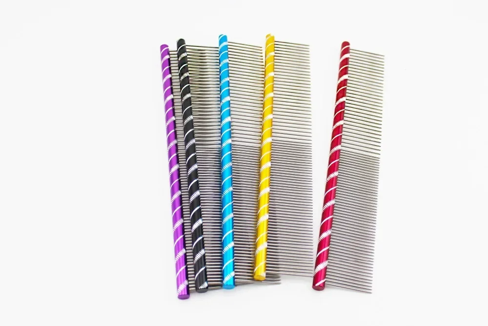 Pet Dog Comb Multi-Colored Stripe Grooming Comb For Shaggy Cat Dogs Barber Grooming Tool Salon 5 Color Butterfly comb Lice comb