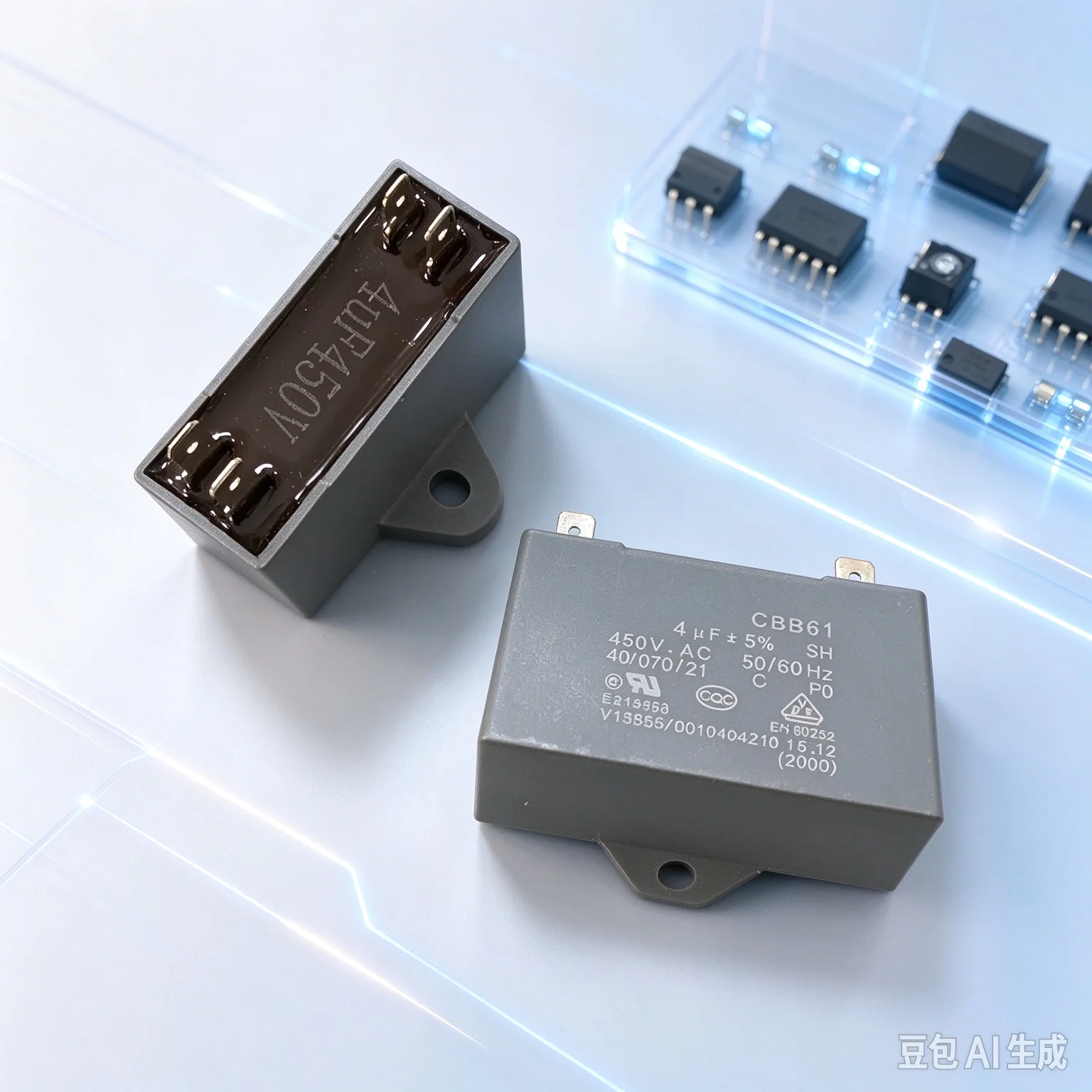 New for BM CBB61 4UF 450VAC Fan Start Capacitor,4 Pin Terminal for Air Conditioner Range Hood  20pcs