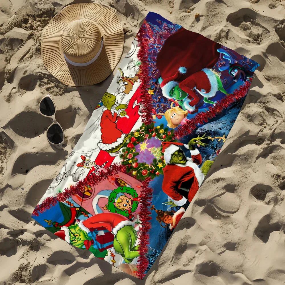 Cartoon How the G-Grinchs S-Stole Towel Soft Pool Gift For Travel Gym Shower Camping Quick Dry Sports Large Beach Towel