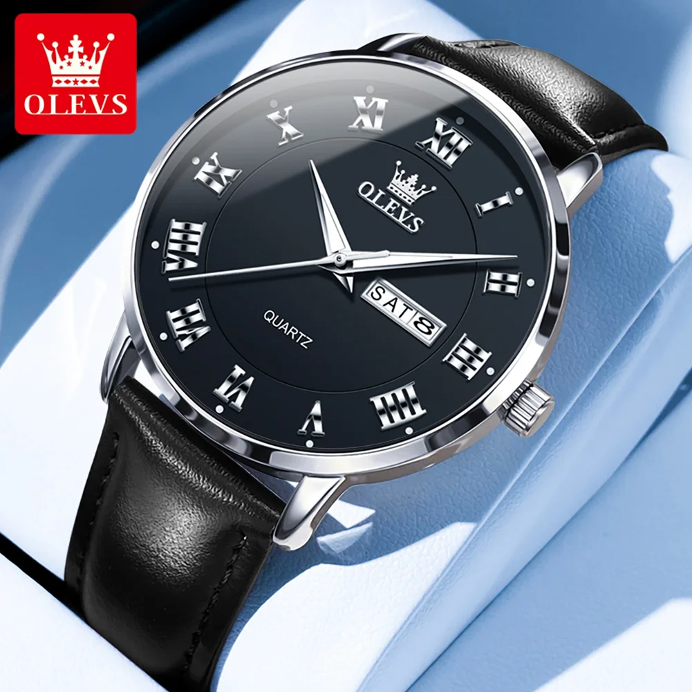 OLEVS Brand Dual Calendar Night Light Waterproof Men's Watch Business Leisure Couple Watch 2920