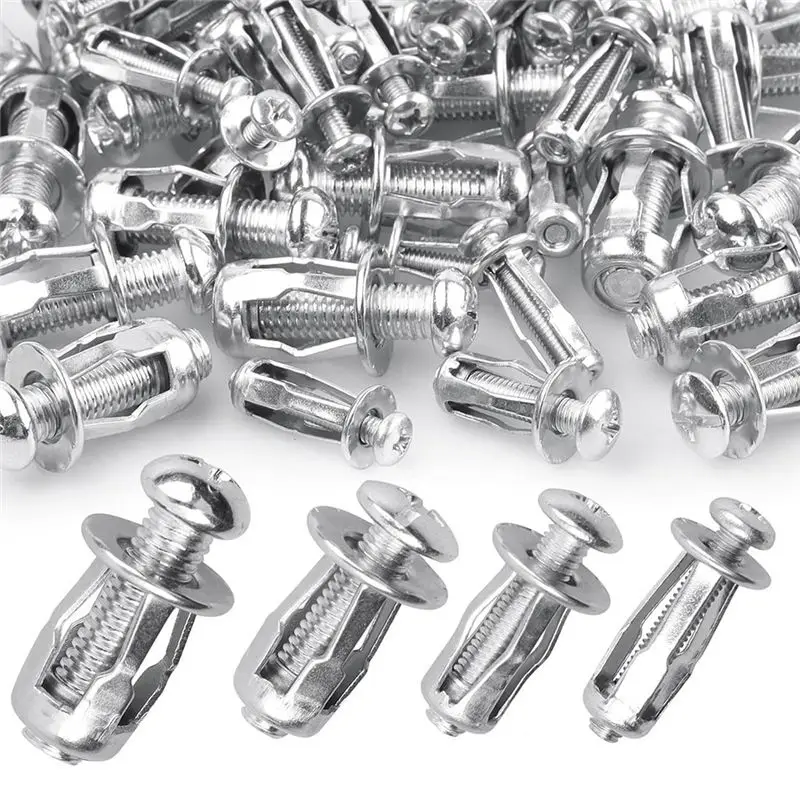 

ABUH-80Pcs Expansion Screw Petal Nut, M5 M6 M8 Jack Nuts, Petal Shape Metal Nut With Screws Assembly For Hollow Wall Iron