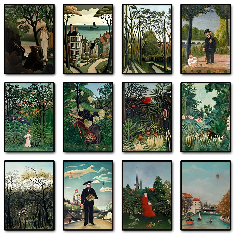 Henri Rousseau Surrealist Artwork Exotic Tropical Rainforest Botanical Nature Poster Canvas Painting Wall Pictures Home Decor