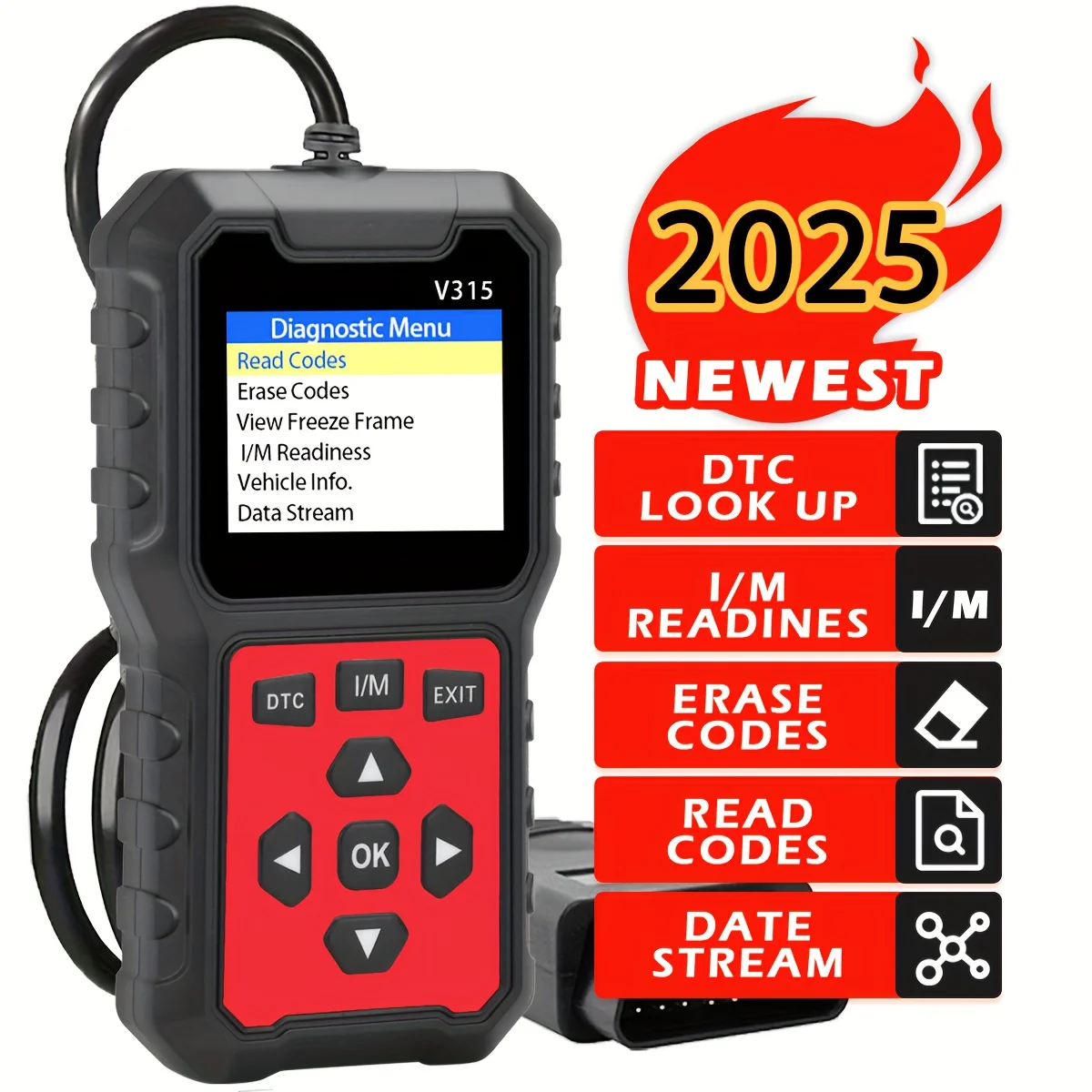 USB Powered 2026 Car OBD2 Scanner - Advanced Engine Diagnostic Tool, with Code Reader, Multi-Language Support, Suitable for 1996