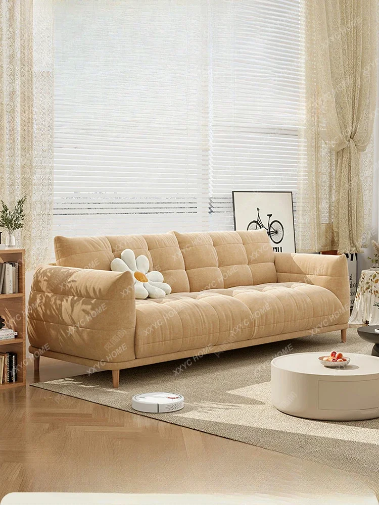 Simple Modern Cream Style Fabric Sofa Living Room Solid Wood Straight Row Multi-Person Sofa  home furniture