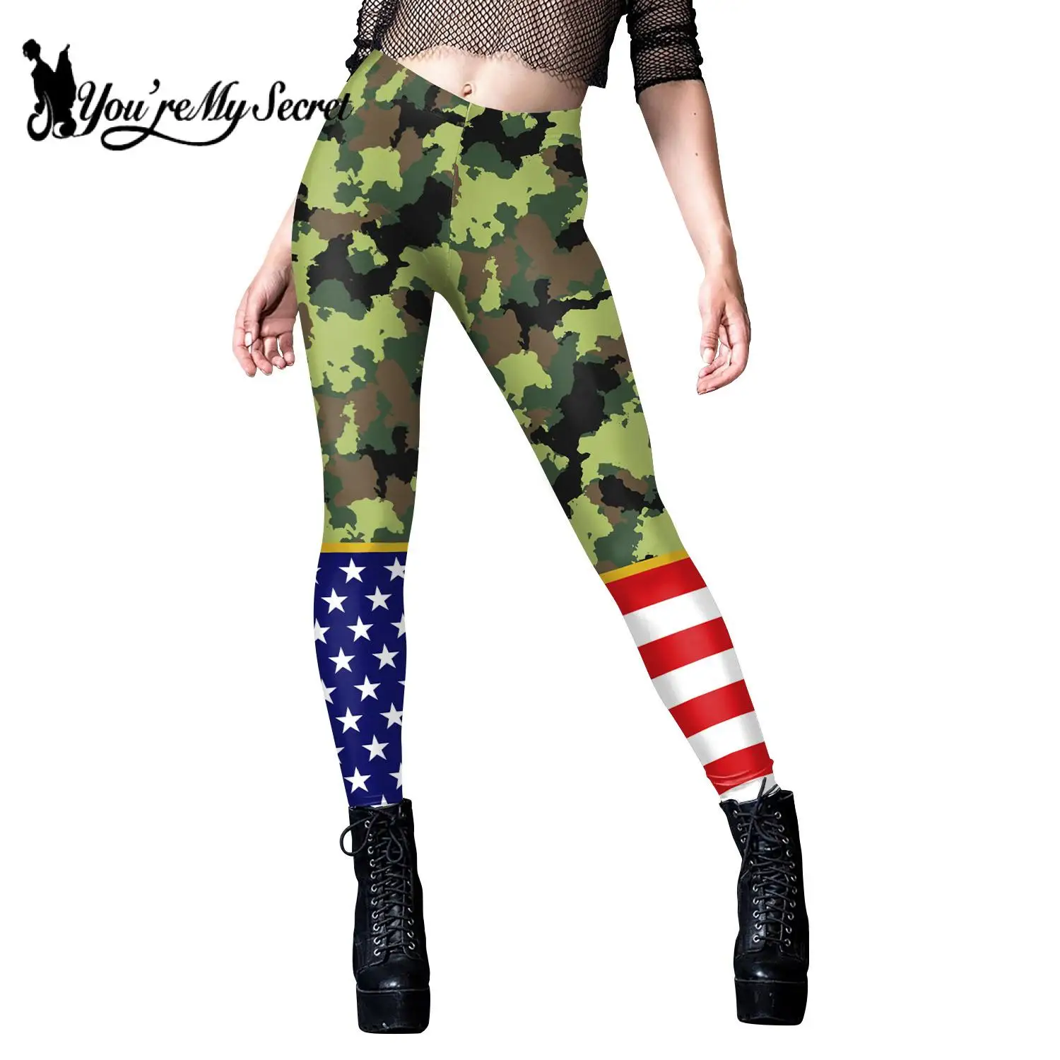 [You're My Secret]-Leggings elásticos para mujer, pantalones con estampado 3D de camuflaje, parte inferior para regalos de fiesta y vacaciones, 4 de julio, 2024