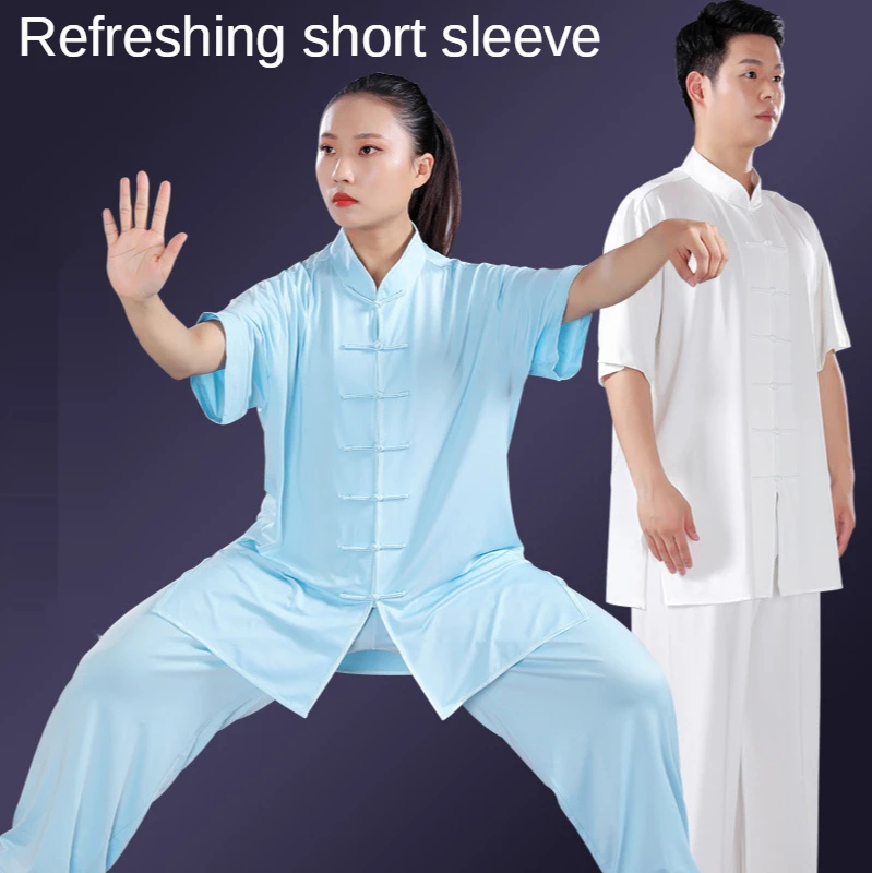 Kampfsport-Sets Erwachsene Tai Chi Uniform Milch Seide Kurzarm Casual Wushu traditionelle chinesische Kleidung Set Kung Fu Uniform