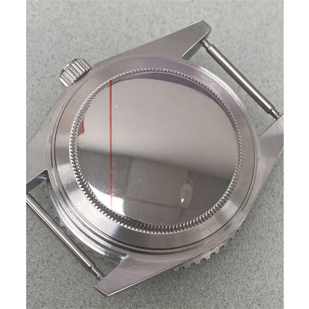 40MM Steel Watch Case Toothed Ring Ceramic Bezel/ No Bezel Acrylic Glass with Lens Watch Parts for NH35/NH36/4R Movement