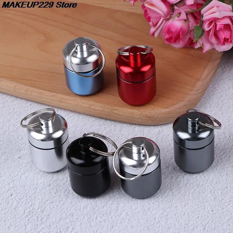 Metal Mini Waterproof Alloy Pill Box Case Bottle Cache Drug Holder Container Keychain Medicine Box Health Care For Travel HOT