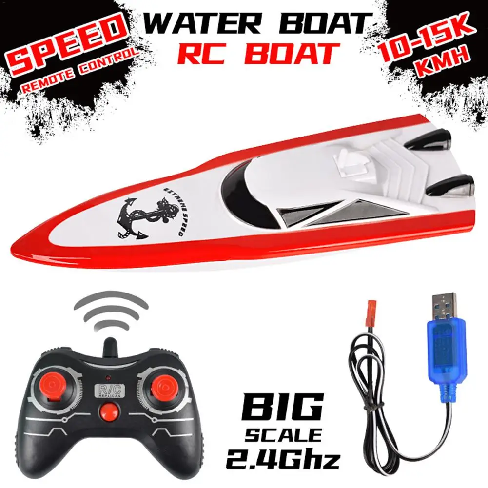 

rc mini boat2.4 GHz RC Boat Electric Remote Control Racing Boat, High Speed 15km/h Speedboat Model Mini Children Water Ship Toy