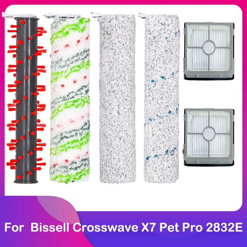 Spare Main Brush HEPA Filter For Bissell Crosswave X7 Pet Pro 2832E Wireless Cleaner Accessories Parts Kit