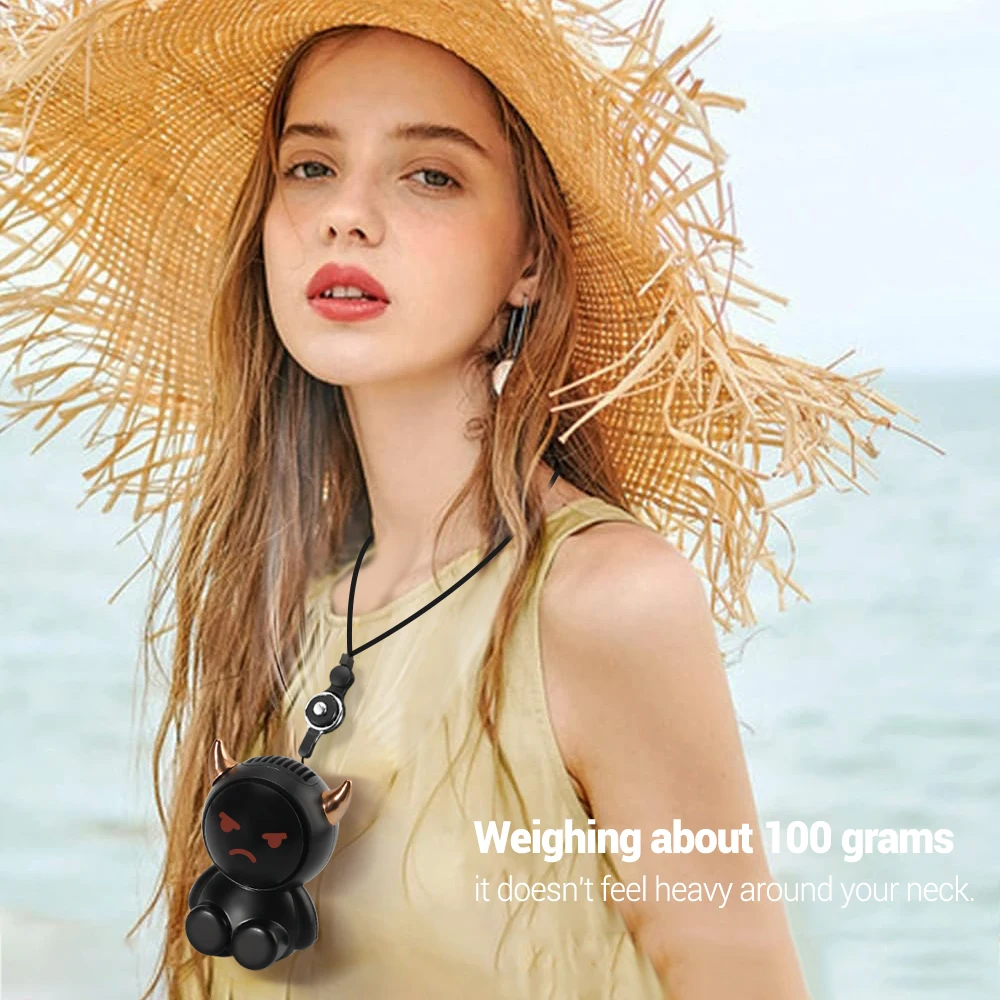 고품질 미니 교수형 목 팬 포켓 Studet 어린이를위한 작은 귀여운 팬 크리 에이 티브 전기 USB 충전식 휴대용 팬