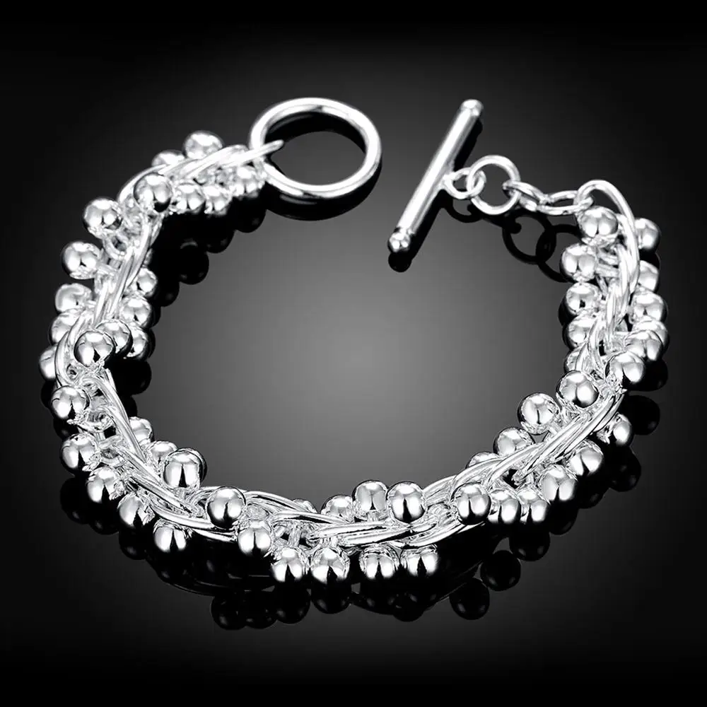 925 Sterling Silver Grape Bead Bracelet TO Buckle For Women's Fashion Trendy Jewelry Simple Generous Holiday Gifts