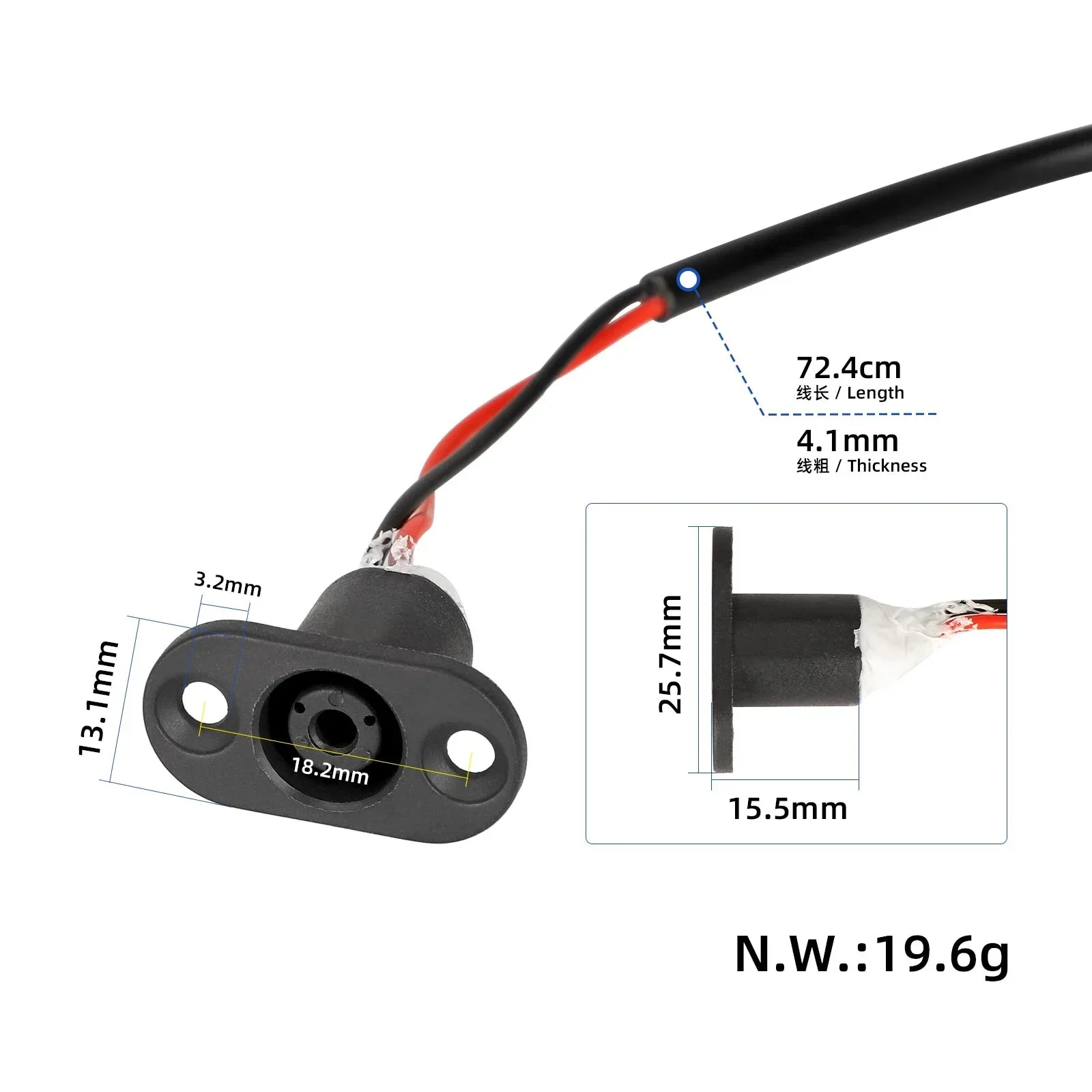 for Xiaomi 4Pro 2nd Gen Charging Port Electric Scooter DC Power Charging Seat Wiring Harness Accessories