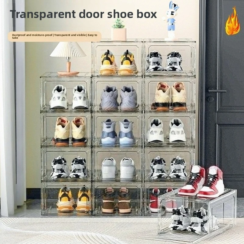 

Прозрачная коробка для обуви, магнитная присоска, утолщенная коробка для хранения, съемная пыленепроницаемая коробка для хранения обуви, источник производителя