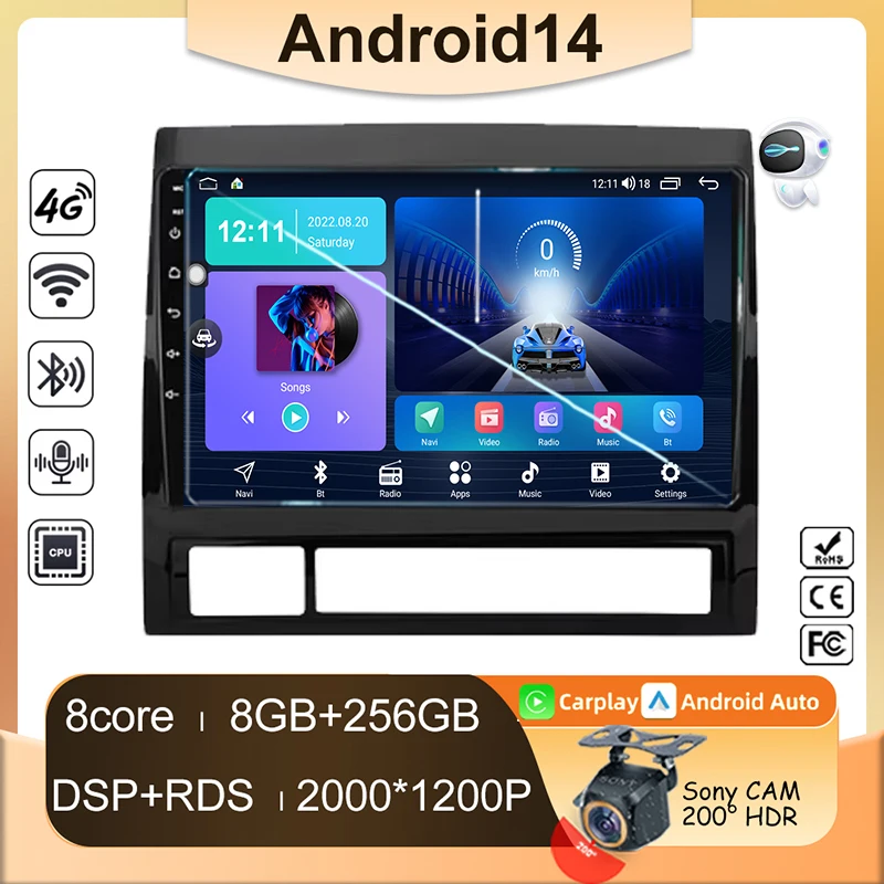 

Car Android For Toyota Tacoma 2 HILUX 2005 - 2015 Auto Radio Multimedia GPS 360 Camera DVD Player CPU QLED Wifi Navigation BT