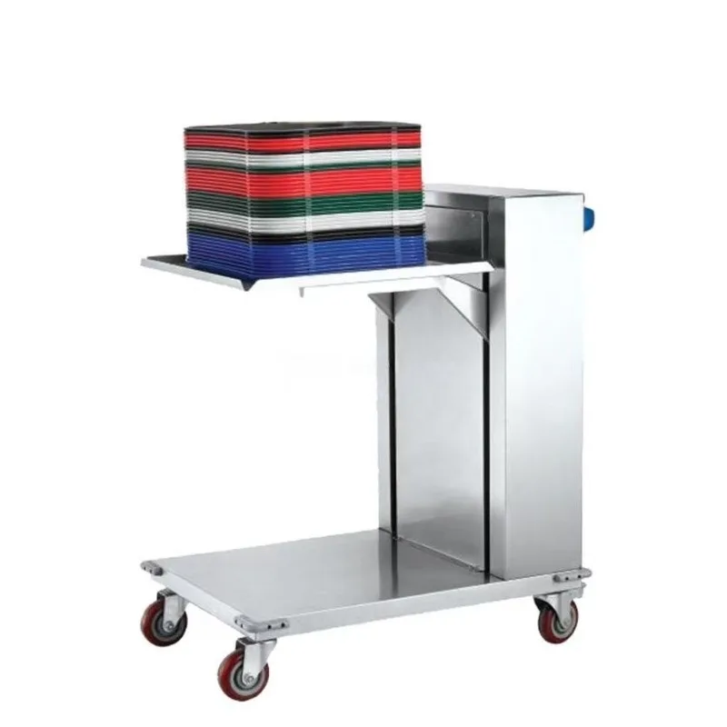 Commercial dishwasher frame trolley mobile liftable tray collection truck cleaning