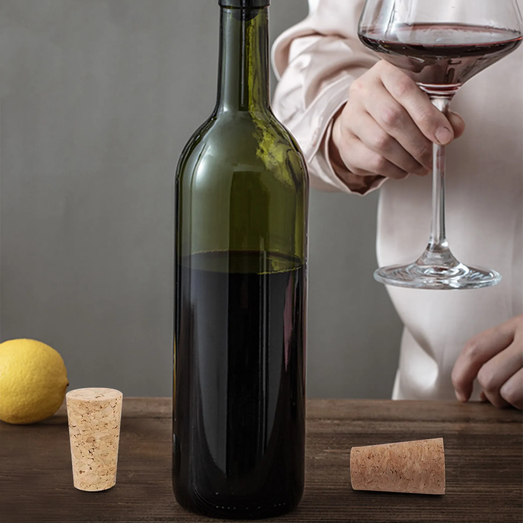 Rolha de garrafa de madeira, rolhas, rolha de garrafa de cerveja de madeira de cortiça cônica para artesanato de fabricação de vinho, para garrafa de vinho 30 peças