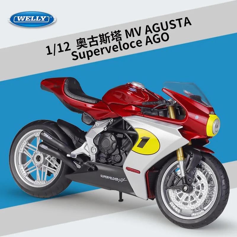 

WELLY 1:12 2022 MV Agusta Superveloce Ago — ограниченная серия, литые модели автомобилей из сплава в стиле ретро-футуристического кафе Racer