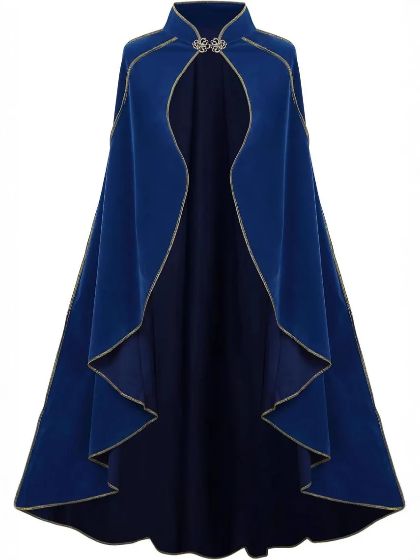 Gold Trimmed Medieval Plush Cloak Vintage Irregular Cape Cloak Cosplay Costume Green Robe New Arrival Carnival Dress Up Party view 5