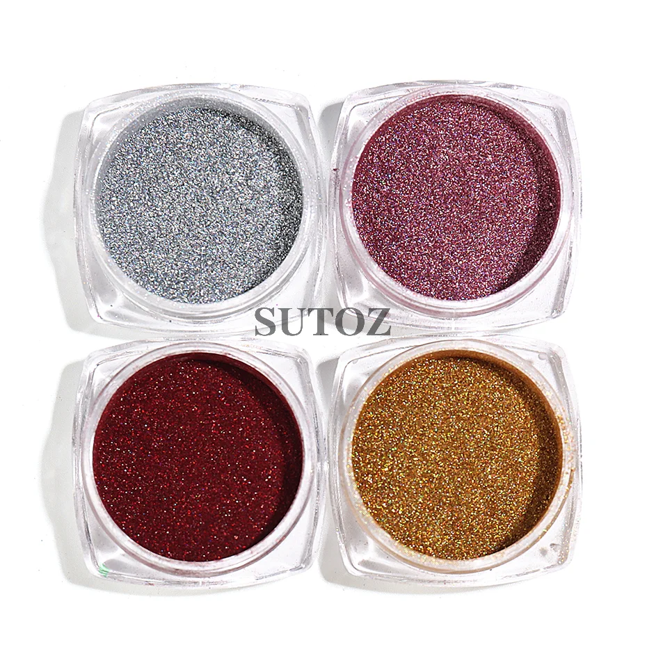 1Box Laser Glitter Chrome Nail Powders Silver Metal Mirror Dust Manicure accessories Pigment Brush DIY Nails Decorations LELSG-2