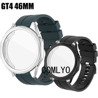 2in1 for Huawei watch GT 4 46mm SmartWatch Strap Band Silicone Belt GT4 Case Protector Full Cover Shell