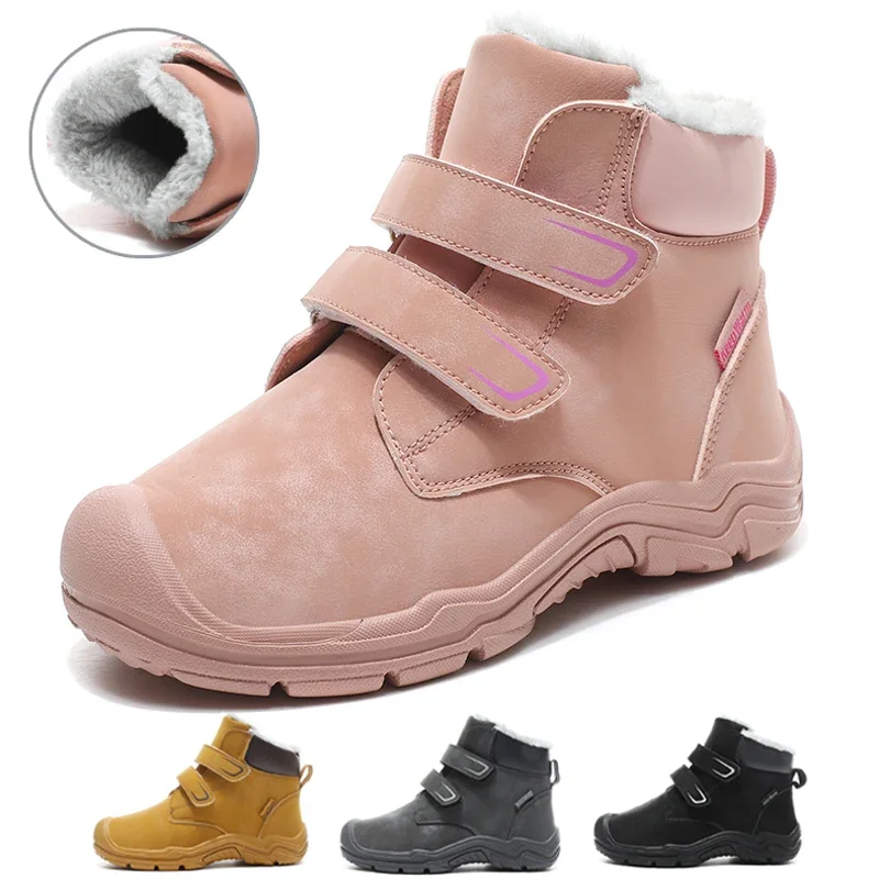 Winter Snow Boots Children High-top Warm Plush Boots Kids Outdoor Suede Fashion Trend Girls Boys Shoes Hiking Sports Shoes 30-38