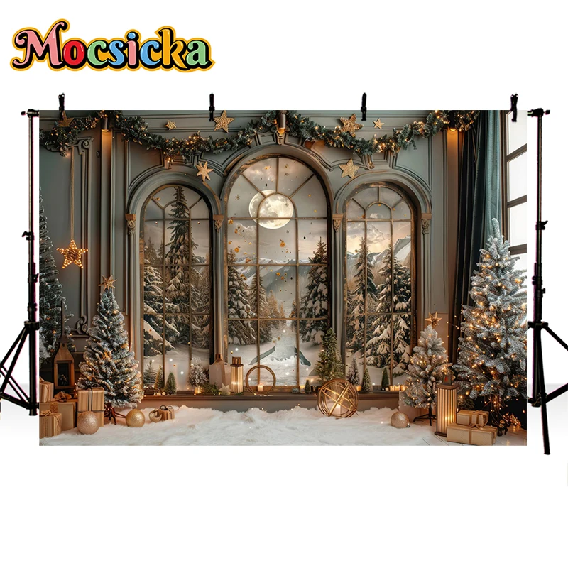 Mocsicka Winter Christmas Backdrop For Children Kid Adult Family Photography Holiday Party Baby Portrait Photo Background Banner