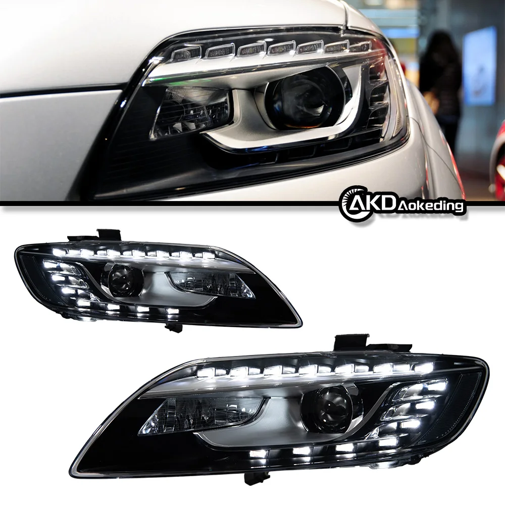Headlight For Audi Q7 2006-2015 Car автомобильные товары LED DRL Hella 5 Xenon Lens Hid H7 Audi Q7 Car Accessories