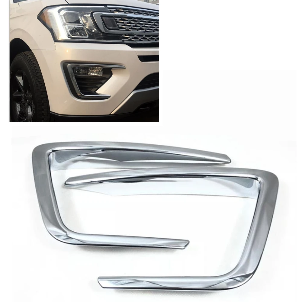 

Chrome Front Bumper Side Air Vent Intake Frame Fog Light Cover Lamp Bezel Trim For Ford Expedition XLT (FX4) MAX 2018 2019-2021