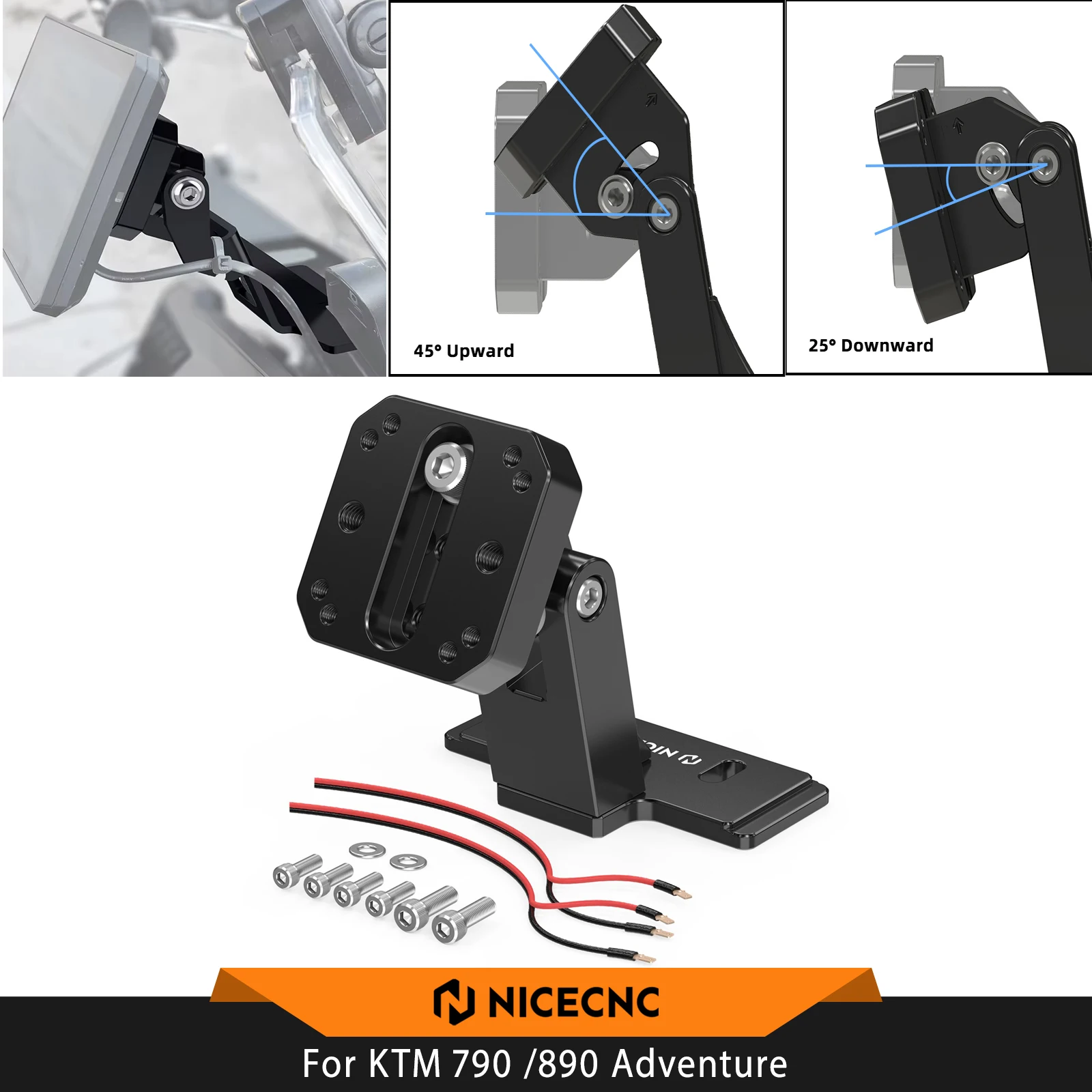 NICECNC For KTM 790 Adventure /R /Rally 890 Adventure /R /Rally 2023-2026 Adjustable GPS Phone Mount Navigation Holder Bracket