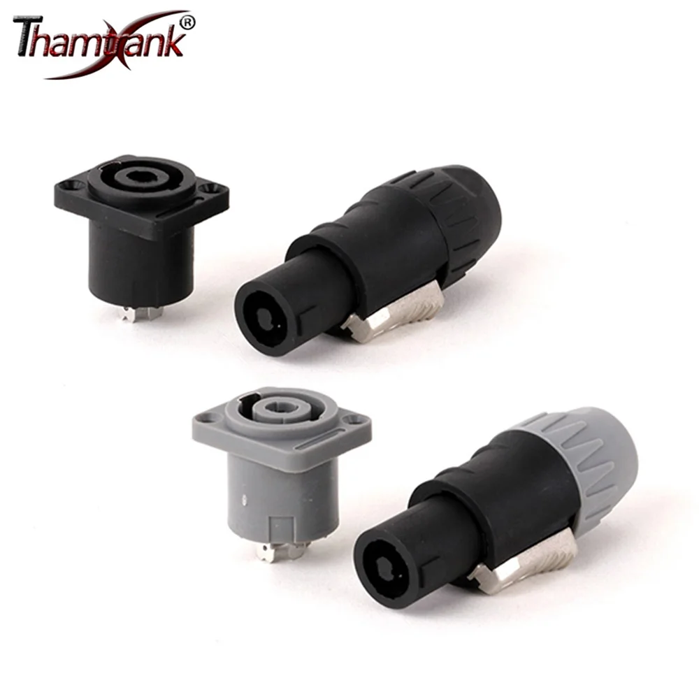 1pair New Design 4Poles Cable Audio Speaker Male Plug Twist Lock+4Pins Female Panel Mount Socket for Speakon Amplifier