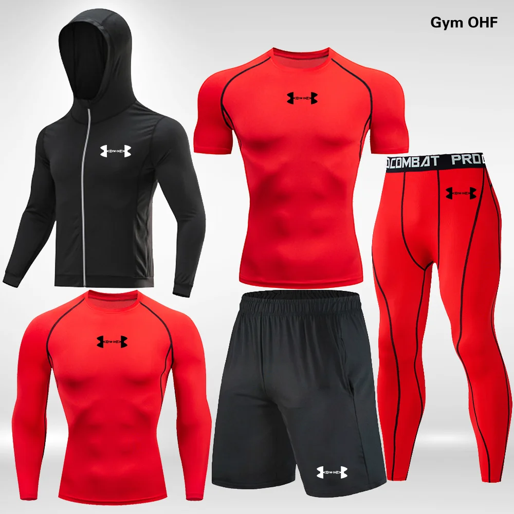 Compression Suit Men Runnung Fitness Gym OHF Sport Sets Tights Training Quick-Dry MMA Rashguard Tracksuit Man Sportswear