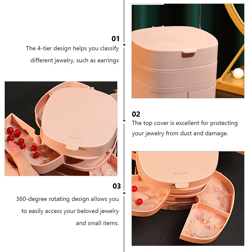 4 Layer Storage Jewelry Packing Multilayer Box Case Rotating ganizer 360 Jewelry Box Degree Multilayer Container