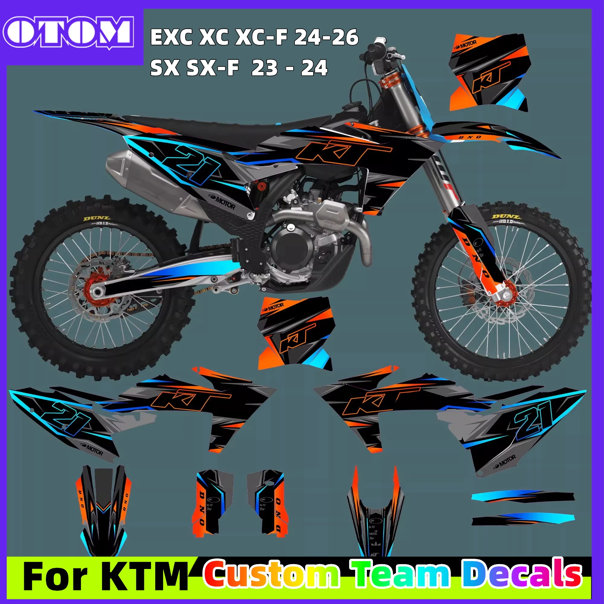 

OTOM Custom Team Graphics Backgrounds Decals Stickers Kit For KTM SX SXF MX 23-24 EXC XCW Enduro 24-26 125 to 500cc 250 300 150