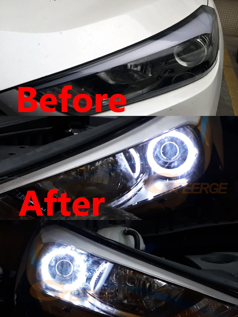 لشركة هيونداي توكسون TL TLE 2015 2016 2017 2018 ممتاز ضوء النهار الترا برايت COB Led عيون الملاك عدة خواتم هالة