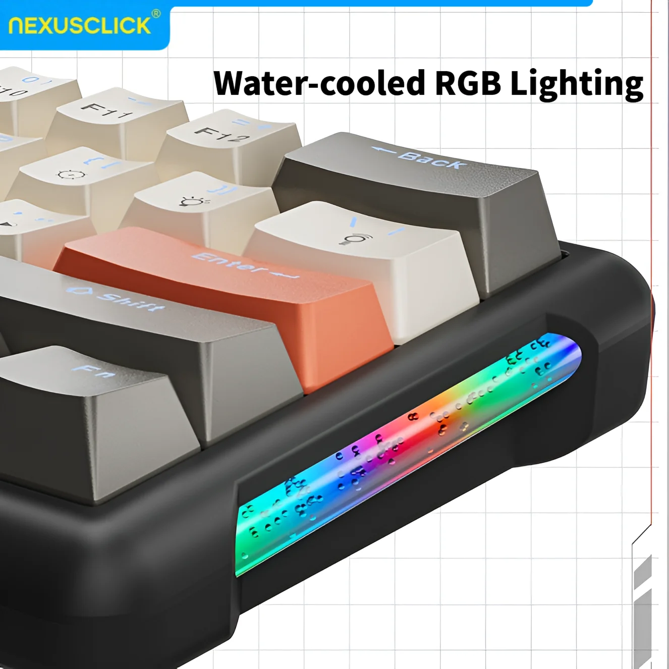 NexusClick 60% Compact Esports Mechanical Gaming Keyboard,61 Keys Red Switch,Hot Swappable RGB Backlit Portable Keyboard for PC