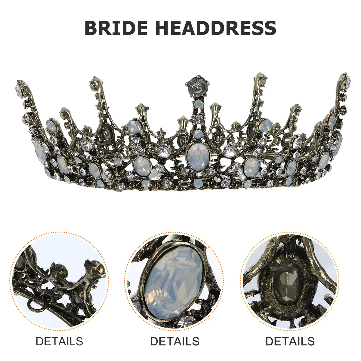 

Bridal Wedding Crown Baroque Alloy Rhinestone Headdress Elegant Hair Decor for Bride Special Occasions Birthday Prom Festival