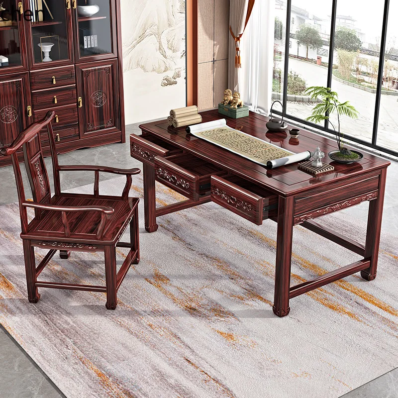 ZML Solid Wood Desk Home Office Desk Study Writing Calligraphy and Painting Desk
