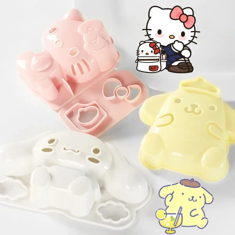 Sanrio Hello Kitty-Molde de bola de arroz de Anime, utensilios de cocina Bento, caja modelo DIY, Kits de decoración de arroz de dibujos animados, molde para hacer sándwiches de Sushi
