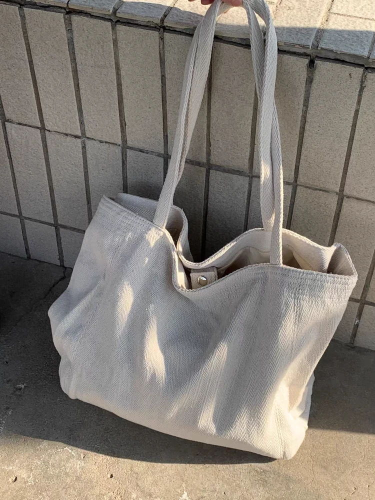 Large Capacity Lazy Style Canvas Tote Bag Dirt Resistant Checkered Fabric School Bag Casual Holiday Trend Foldable Shoulder Bag