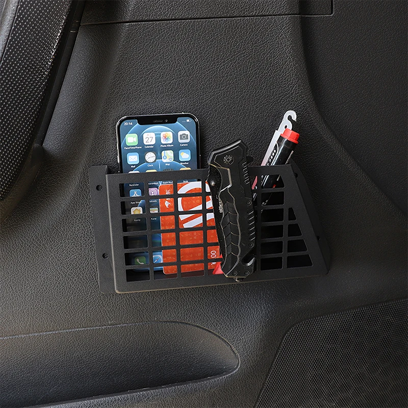 

For Hummer H3 2005-2009 Aluminum Alloy Black Car Front Door Storage Box mobile phone Organizer Holder Car Accessories