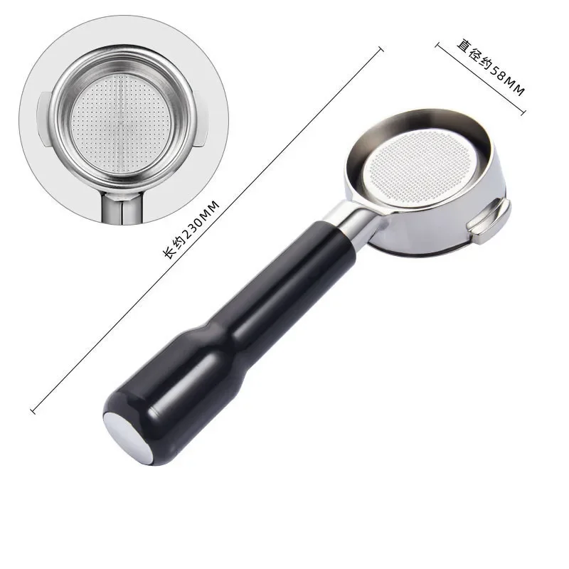 58mm Coffee Stainless Steel Bottomless Portafilter Wood Handle for Expobar  ROCKET/RANCILIO/La Cimbali Kitchen Accessories