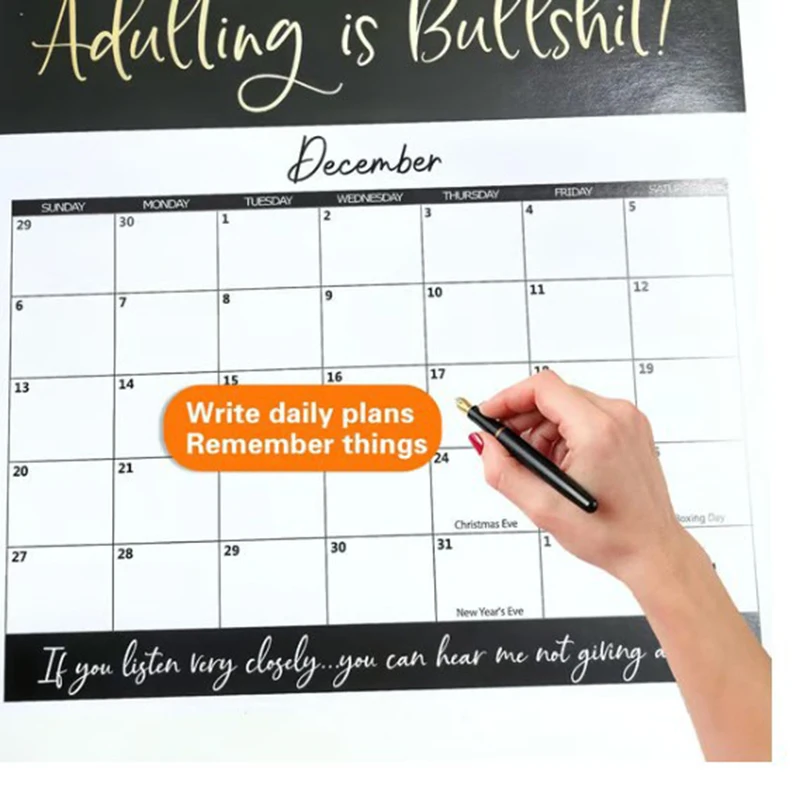 Calendrier mural 2026 pour femmes, mot de cul fatigué, Version anglaise pour décoration de bureau et de maison