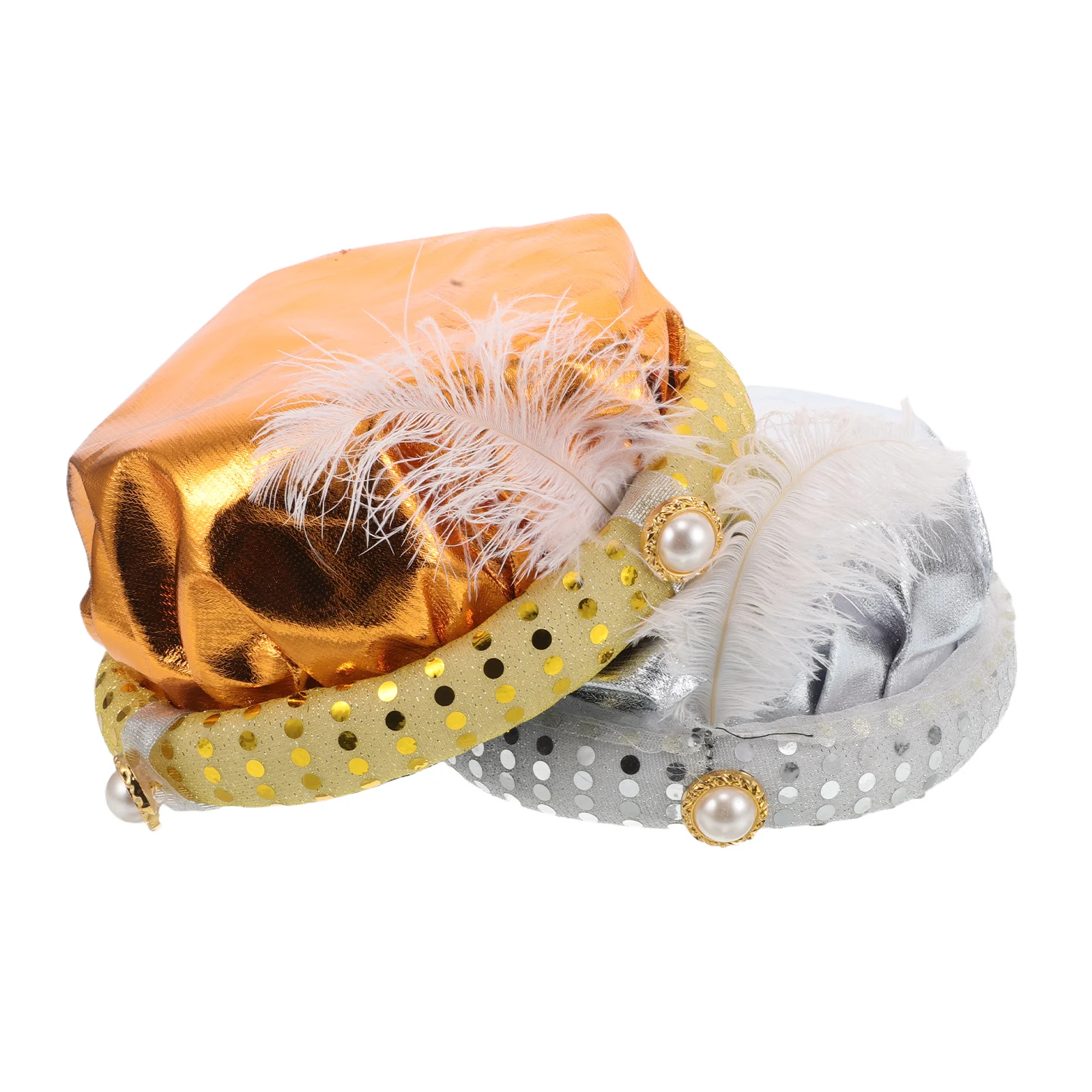 

2pcs Indian Prince Hat Unique Design Lightweight Party Costume Accessories Decorative Plume Caps Festival Hats for Adults