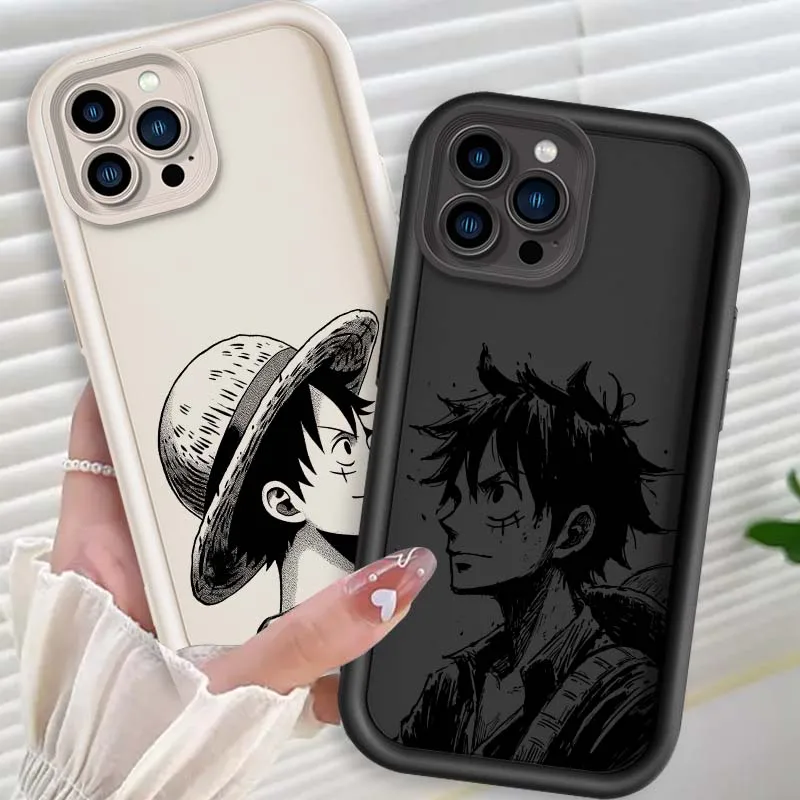 

Luxury One Piece Luffy Zoro Phone Case For Apple iPhone 16 15 14 13 12 11 Pro Max Plus Eye Ladder Soft TPU Silicone Cover
