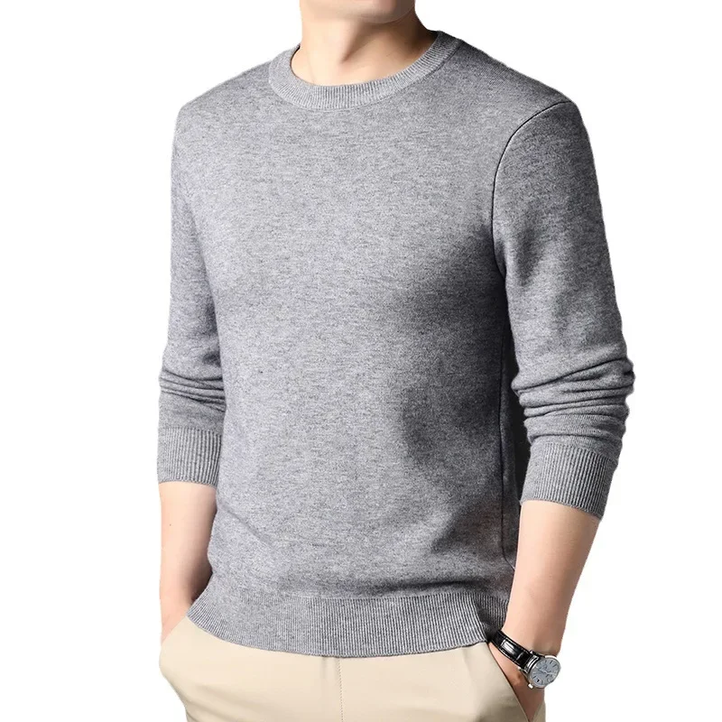 Spring And Autumn Men's Pullovers Solid Color Thin Sweater Men Simple Style O-neck Thin Male Clothing Underwear