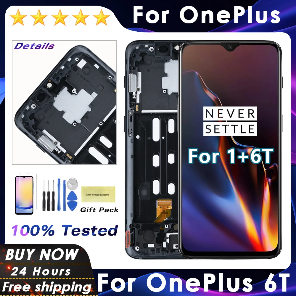 LCD For 1+6T AMOLED LCD For Oneplus 6T Display With Frame 6.41