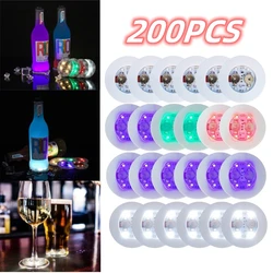 1-200PCS LED Coaster Lights Colorful Glowing Wine Bottle  Stickers Bar Wedding Party Lighting Glowing Wine Bottle