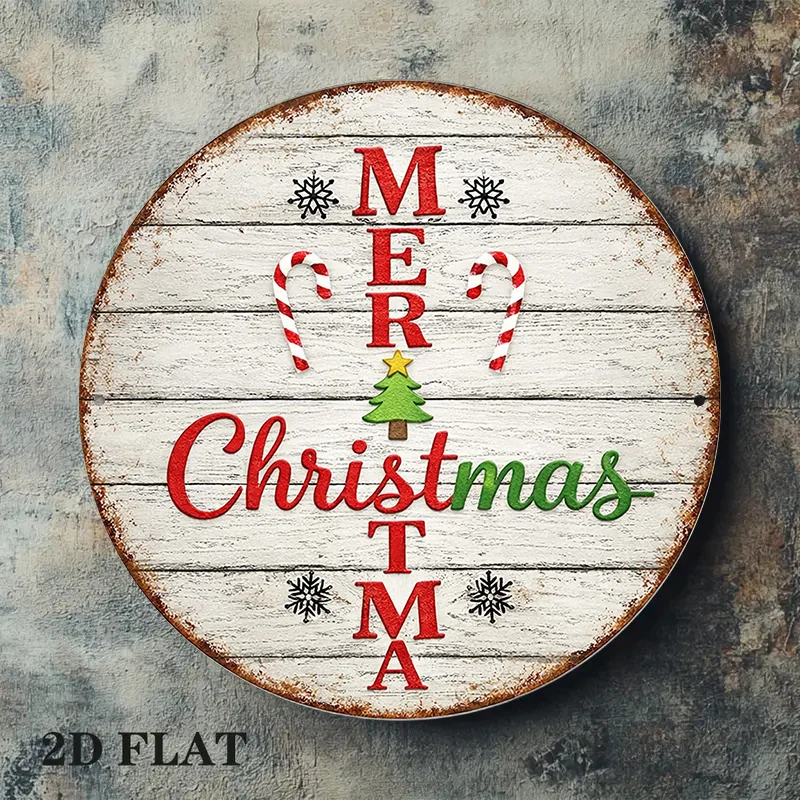 2D Flat, 2D Flat Printed 2D Flat Round Wooden Sign, Vintage 